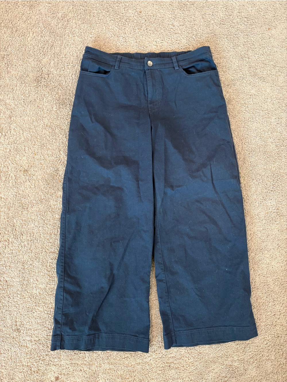 Pact Women's Luxe Essential Wide Leg Pant Large Midnight Blue Bottoms